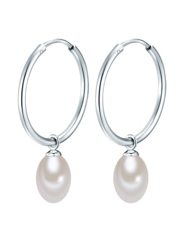 Valero Pearls Creolen Sterling Silber Süßwasser-Zuchtperle in silber