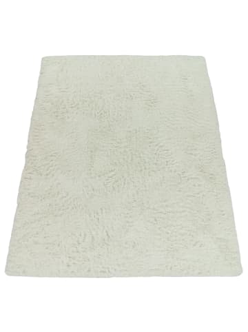 Hochflor Teppich Shaggy waschbar Unifarben Schlafzimmer in Weiß