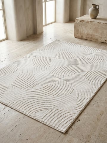 KADIMA DESIGN Teppich Kurzflor Waschbar 3D ILLER Strapazierfähig OEKO-TEX in Creme