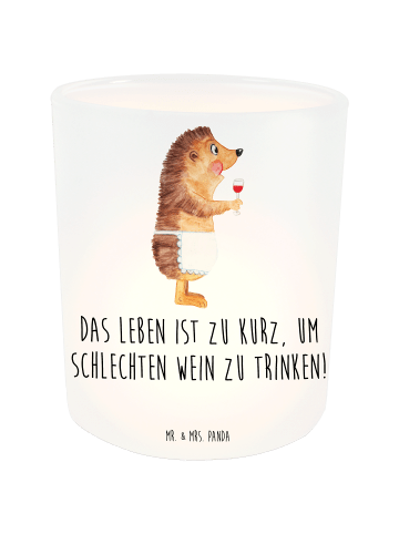 Mr. & Mrs. Panda Teelichthalter Igel Wein mit Spruch in Transparent
