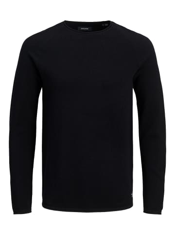 Jack & Jones Rundhals Strickpullover Langarm Sweater aus Baumwolle JJEHILL in Schwarz