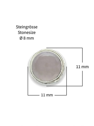 mantraroma 925er Silber - Ohrstecker (L) 11 x (B) 11 mm mit Rosenquarz