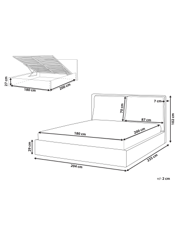 Beliani Doppelbett BAJONNA in Beige - (W) 204 x (H) 102 x (L) 235 cm