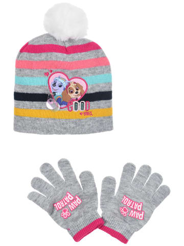 Paw Patrol 2tlg. Set: Mütze & Handschuhe Skye und Everest in Grau