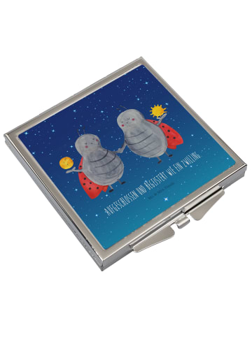 Mr. & Mrs. Panda Faltspiegel Sternzeichen Zwilling mit Spruch in Sternenhimmel Blau
