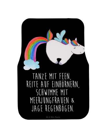 Mr. & Mrs. Panda Fußmatte Auto Einhorn Fliegendes Pferd mit Spruch in Schwarz