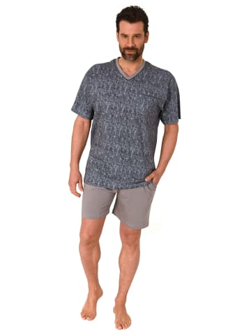 NORMANN Schlafanzug kurzarm Shorty Pyjama in grau