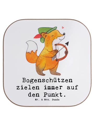 Mr. & Mrs. Panda Glasuntersetzer Bogenschützen Fokussierung mit ... in Weiß