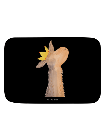 Mr. & Mrs. Panda Badezimmerteppich Lamakopf König ohne Spruch in Schwarz