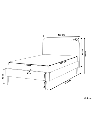 Beliani Doppelbett FLAYAT in Beige/Schwarz - (W) 133 x (H) 109 x (L) 215 cm