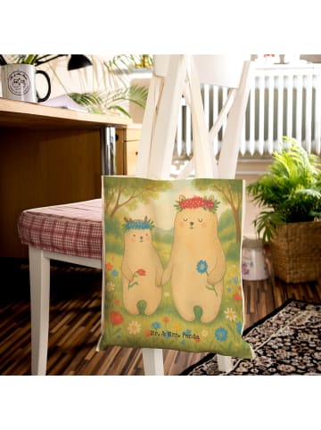 Mr. & Mrs. Panda Stofftragetasche Bären mit Blumenkranz Design o... in Weiß