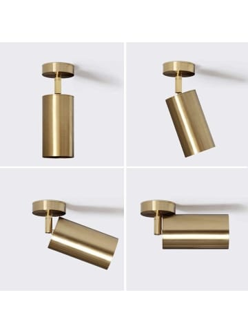 ZMH Deckenleuchte in gold 1-flammige GU10 Vintage 330° schwenkbar L 6cm