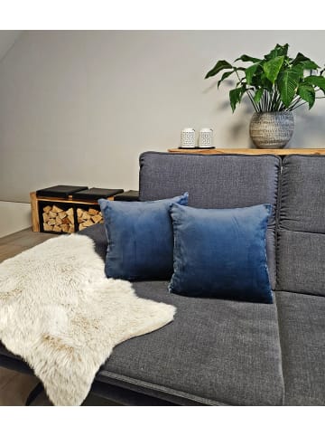 JACK 2er Set Teddy Flausch Kissenhülle Kissenbezug in Blau