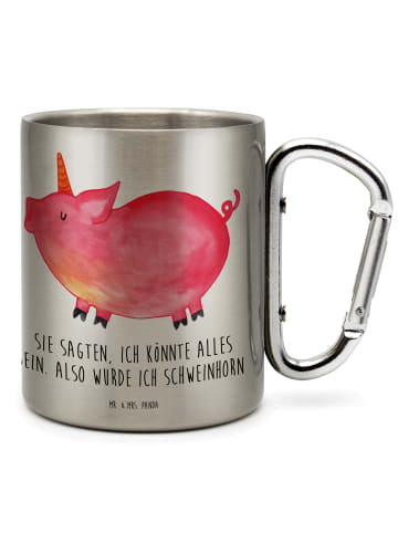 Mr. & Mrs. Panda Thermobecher Einhorn Schwein mit Spruch in Silber