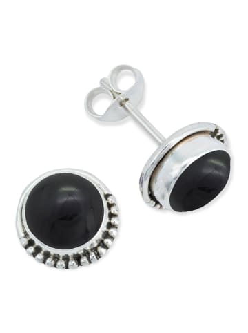 mantraroma 925er Silber - Ohrstecker (L) 9 x (B) 9 mm mit Onyx