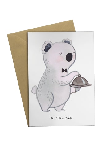 Mr. & Mrs. Panda Beileidskarte Kellner Herz ohne Spruch in Weiß