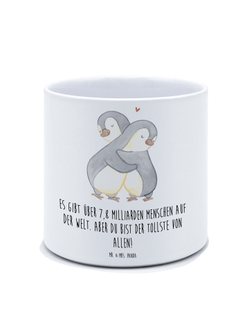 Mr. & Mrs. Panda XL Blumentopf Pinguine Kuscheln mit Spruch in Weiß