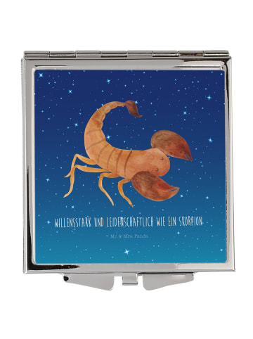 Mr. & Mrs. Panda Klappspiegel Sternzeichen Skorpion mit Spruch in Sternenhimmel Blau
