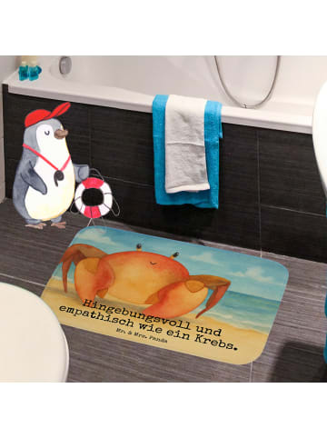 Mr. & Mrs. Panda Duschmatte Sternzeichen Krebs Design mit Spruch in Weiß