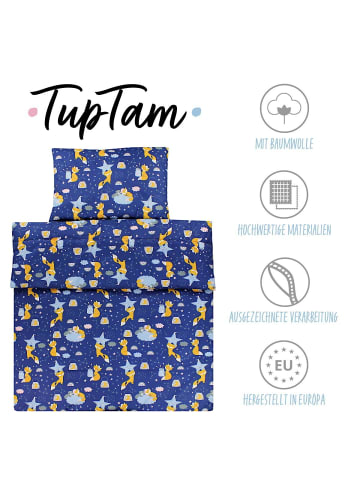 TupTam Kinder Bettdecken Set Gemustert in dunkelblau