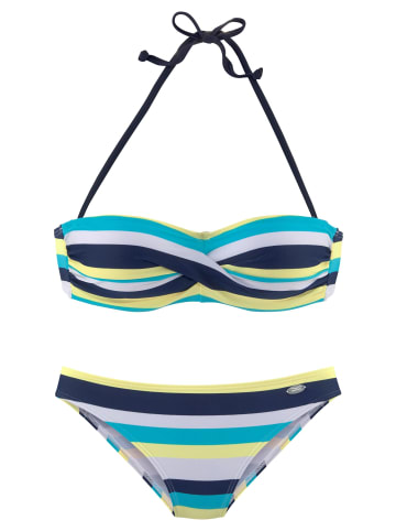 Venice Beach Bandeau-Bikini in marine-gelb-gestreift