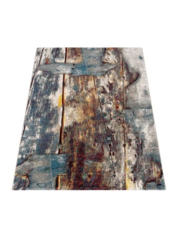 KADIMA DESIGN Teppich Kurzflor Holzdielen-Optik Wohnzimmer schmutzabweisend in Mehrfarbig