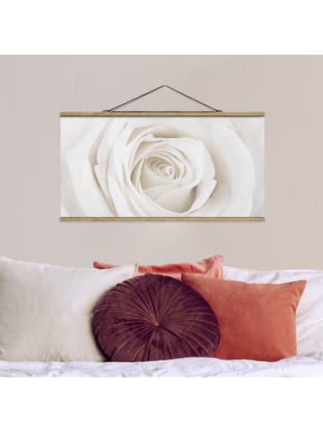 WALLART Stoffbild mit Posterleisten - Pretty White Rose in Weiß