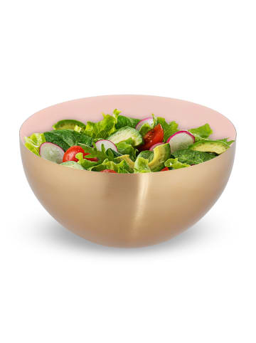 relaxdays Salatschüssel in Rosa/ Gold - (H)12,5 x Ø 25 cm