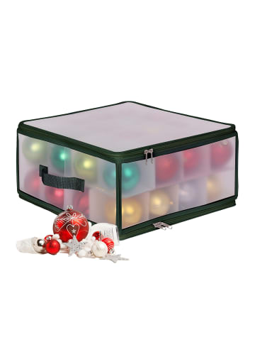 relaxdays Weihnachtskugel-Aufbewahrungsbox in Transparent/ Grün - (B)36 x (H)18 x (T)36 cm