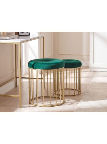 2er-Set Hocker LUBBOCK in Grün/Gold