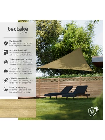 tectake Dreieck-Beschattungstuch, UV 50+, Spannseile, Edelstahlringe