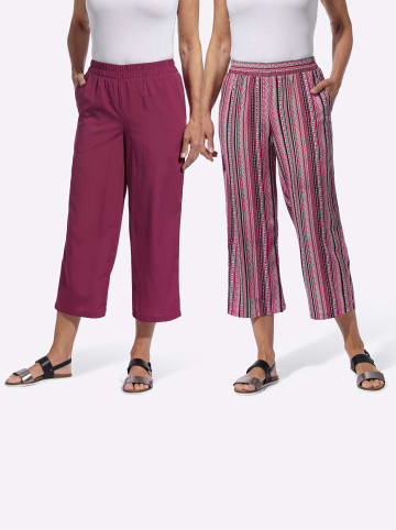 Sieh an! Doppelpack Hosen in fuchsia-moos-gestreift + malve
