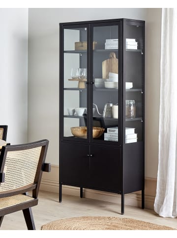 Beliani Vitrine OXTED in Schwarz - (W) 80 x (H) 180 x (L) 35 cm