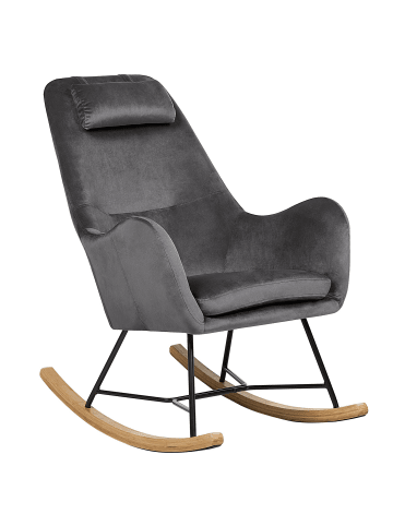 Beliani Schaukelsessel ARRIE in Grau/Schwarz/Braun - (W) 48 x (H) 116 x (L) 92 cm