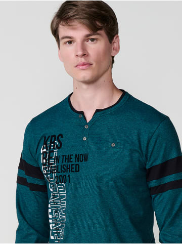 KOROSHI Langarm-t-shirt in petrol