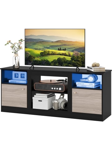 COSTWAY TV-Schrank mit LED 147 x 40 x 60 cm in Schwarz