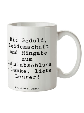 Mr. & Mrs. Panda Kaffeebecher Spruch Danke Lehrer mit Spruch in Weiß