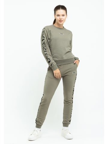 Tom Barron Freizeitanzug Tom Barron Women Regular Fit Zebra Pattern Sweatshirt And Pant Set in KHAKI