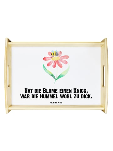 Mr. & Mrs. Panda Dekotablett Hummel Blume mit Spruch in Weiß