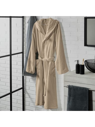 REDBEST Frottier Unisex-Bademantel mit Kapuze Chicago in taupe