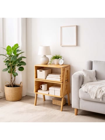 relaxdays 2 x Nachttisch in Natur - (B)43 x (H)42 x (T)29 cm
