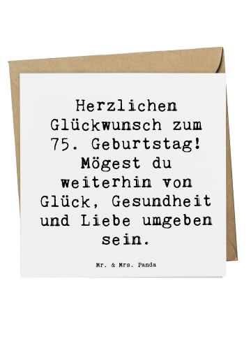 Mr. & Mrs. Panda Deluxe Karte Spruch 75. Geburtstag mit Spruch in Weiß
