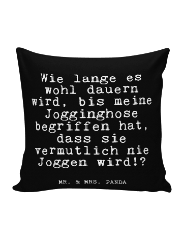 Mr. & Mrs. Panda Sofakissen Wie lange es wohl... mit Spruch in Schwarz