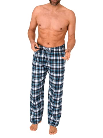NORMANN Flanell Schlafanzug Pyjama Hose Karo - 76582 in türkis