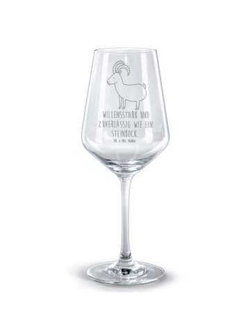Mr. & Mrs. Panda Weinglas Sternzeichen Steinbock mit Spruch in Transparent