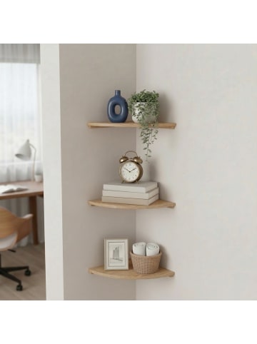 relaxdays Eckregal in Natur - (B)18 x (H)3 x (T)18 cm