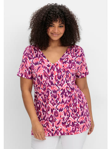 sheego by Joe Browns V-Shirt in pink-gemustert