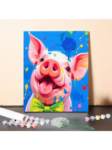 ARTNANAS DIY Malen nach Zahlen Set-"Pop-Art buntes Ferkel"  