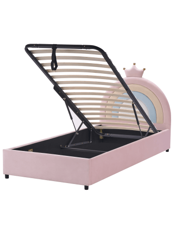 Beliani Einzelbett GRISETOT in Rosa/Schwarz - (W) 97 x (H) 106 x (L) 210 cm