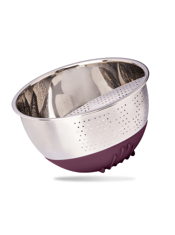 Reishunger Reis Waschschüssel Aubergine (22cm / Edelstahl mit Silikonfuß)